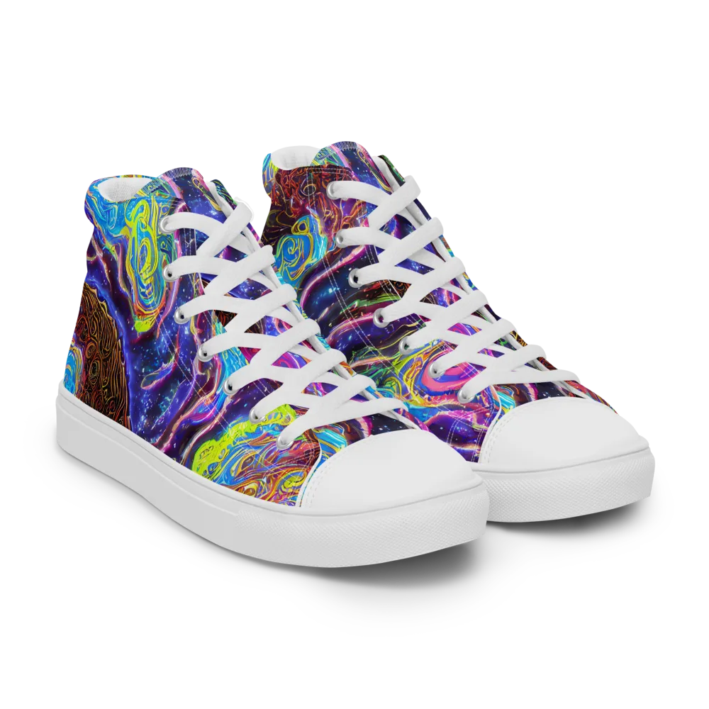 Stellar Riptide on Women's High Top Canvas Shoes — Right Front