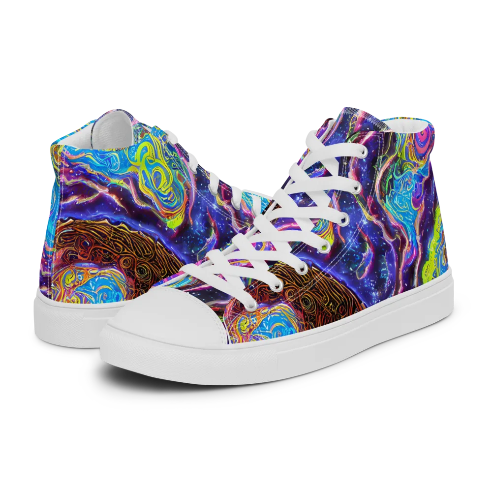 Stellar Riptide on Women's High Top Canvas Shoes — Left