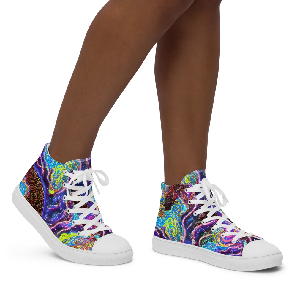 Stellar Riptide on Women's High Top Canvas Shoes — Right