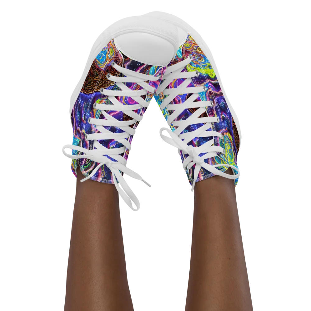 Stellar Riptide on Women's High Top Canvas Shoes — Front