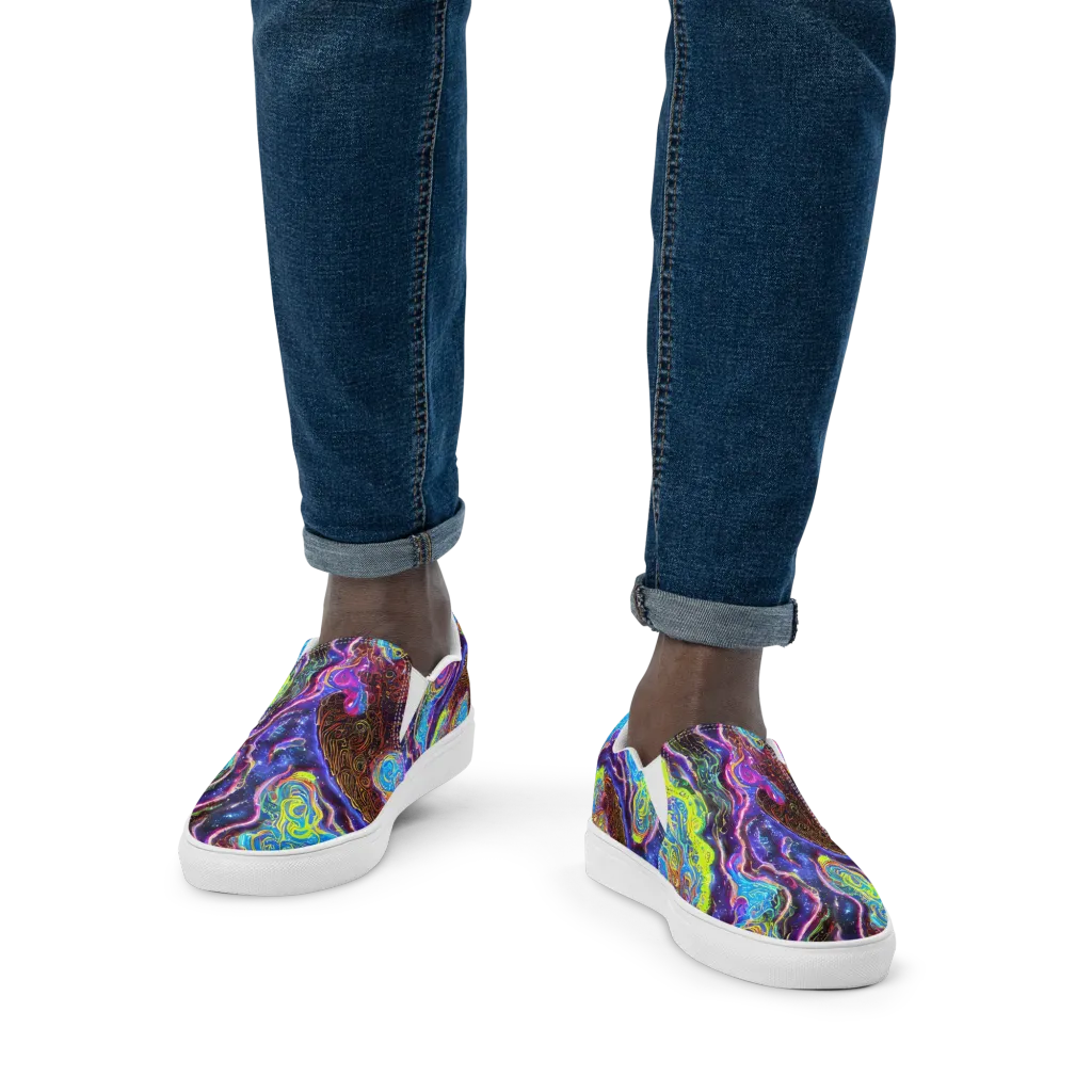 Stellar Riptide on Men's Slip-On Canvas Shoes — Front