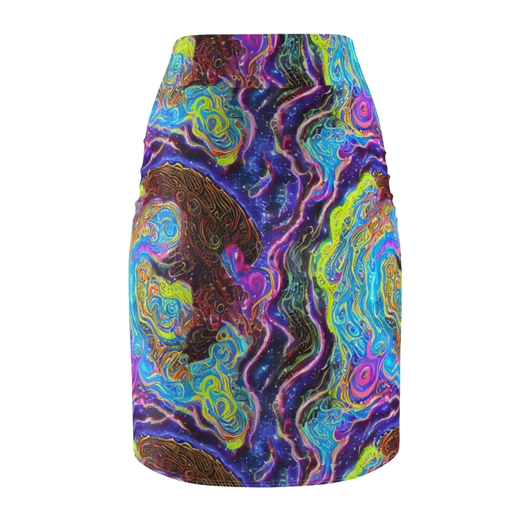 Stellar Riptide on Pencil Skirt — Back