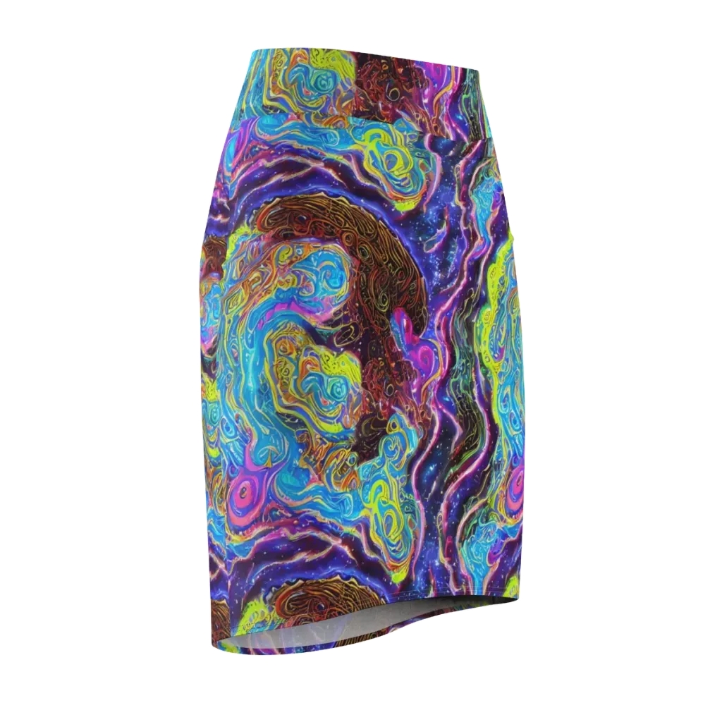Stellar Riptide on Pencil Skirt — Front Side