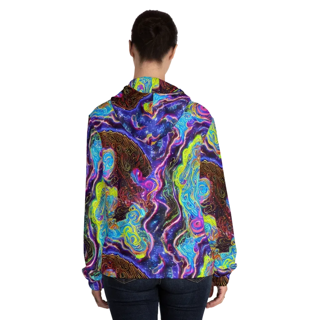 Stellar Riptide on Women's Full-Zip Hoodie — Back On Person