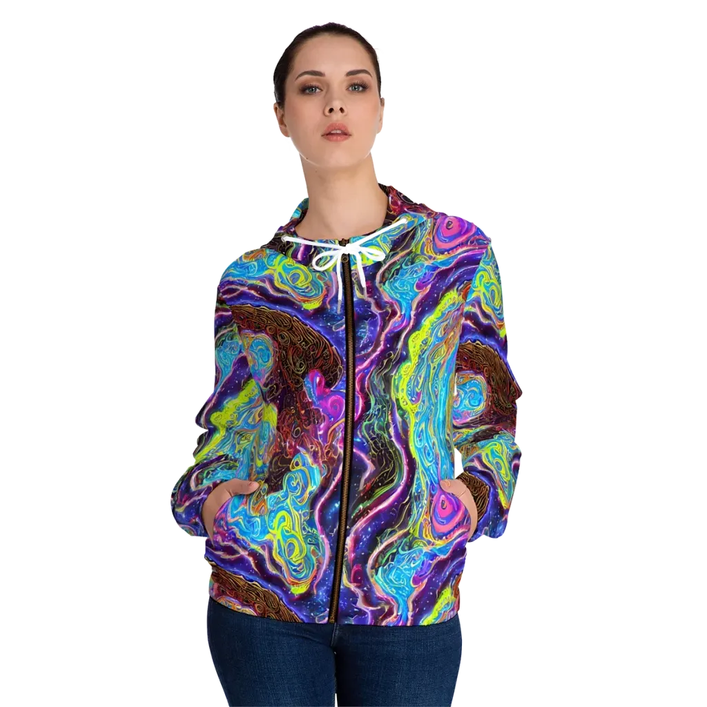 Stellar Riptide on Women's Full-Zip Hoodie — Front On Person