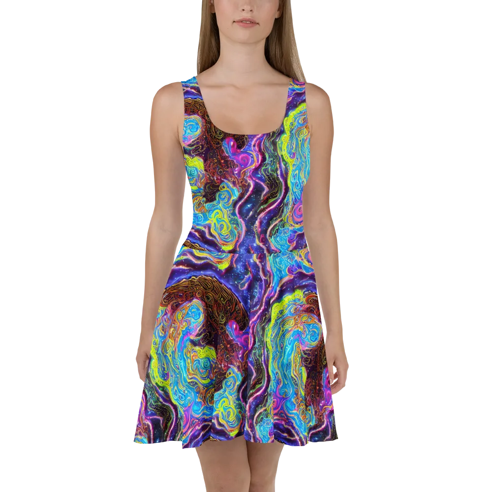 Stellar Riptide on Skater Dress — Front