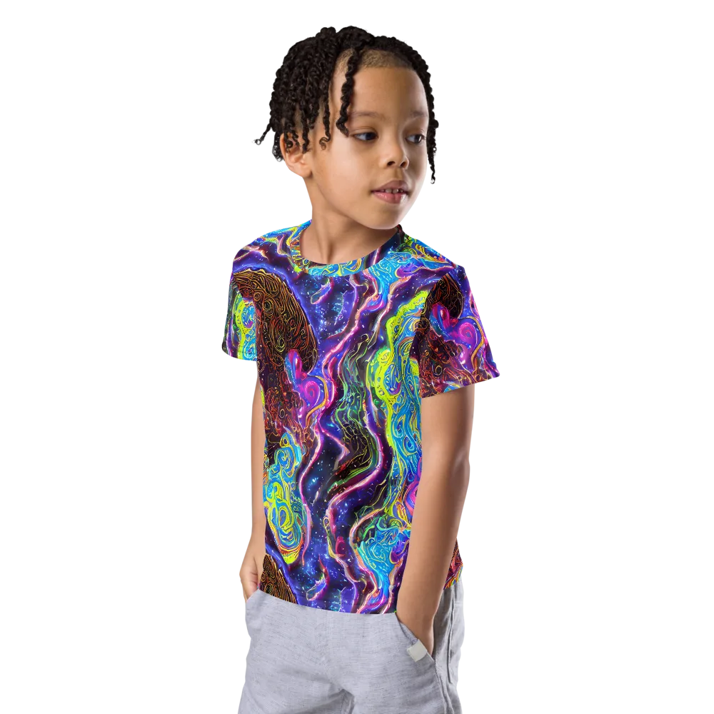 Stellar Riptide on Kids Crew Neck T-Shirt — Left Front