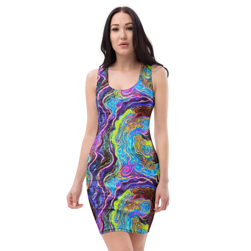 Stellar Riptide on Bodycon Dress — Front
