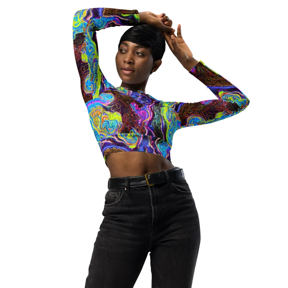 Stellar Riptide on Long Sleeve Crop Top — Front