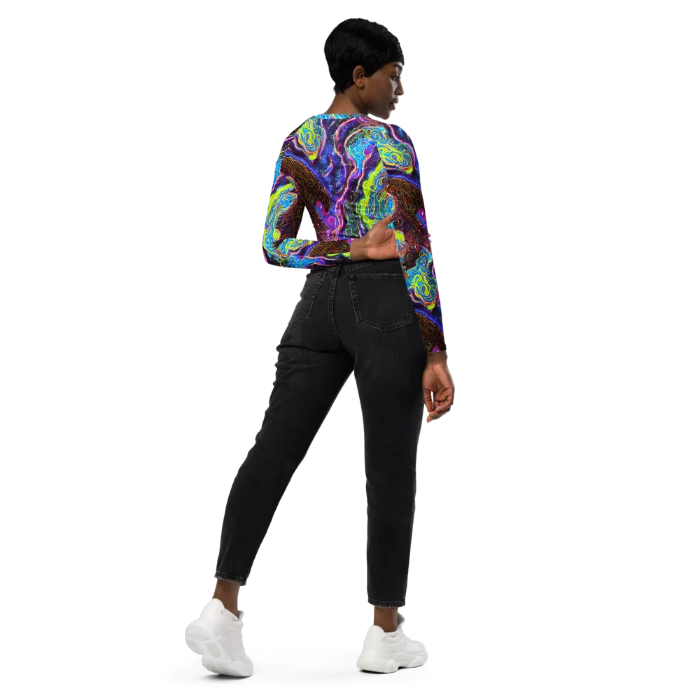 Stellar Riptide on Long Sleeve Crop Top — Right Back