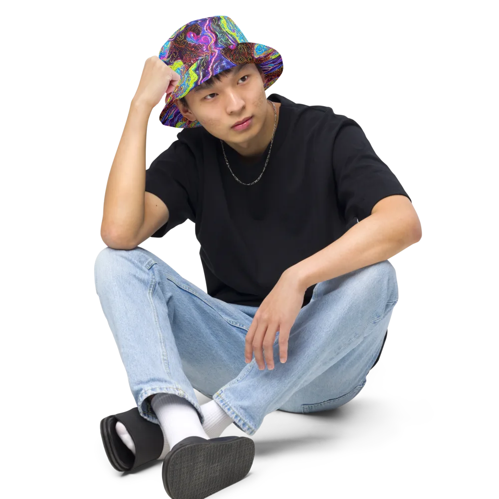 Stellar Riptide on Reversible Bucket Hat — Front 2 Inside