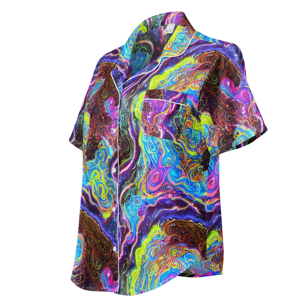 Stellar Riptide on Women's Short Sleeve Pajama Top — Left Front