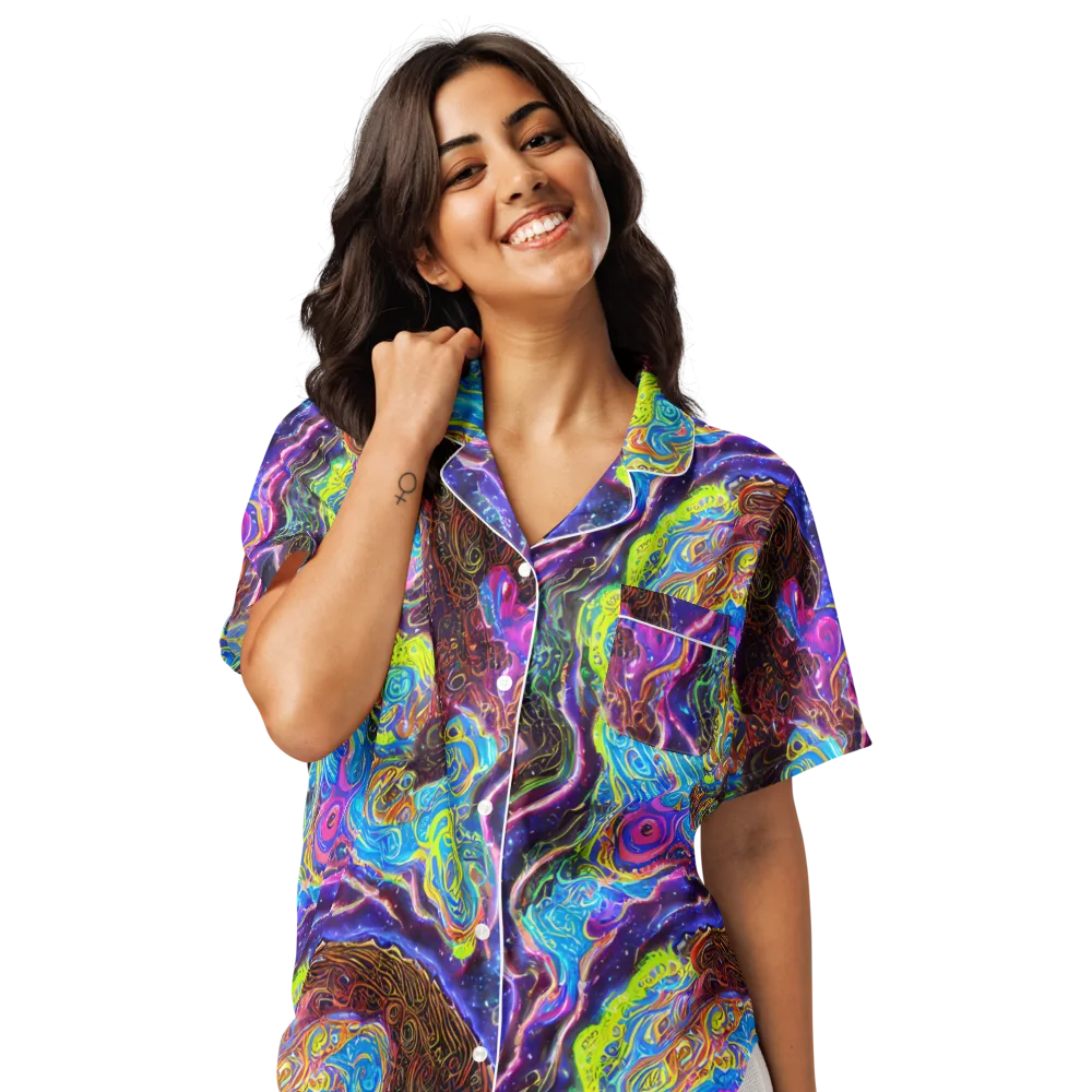 Stellar Riptide on Women's Short Sleeve Pajama Top — Front