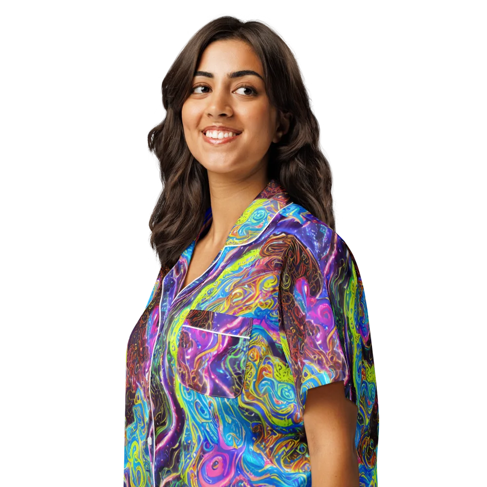 Stellar Riptide on Women's Short Sleeve Pajama Top — Left Front