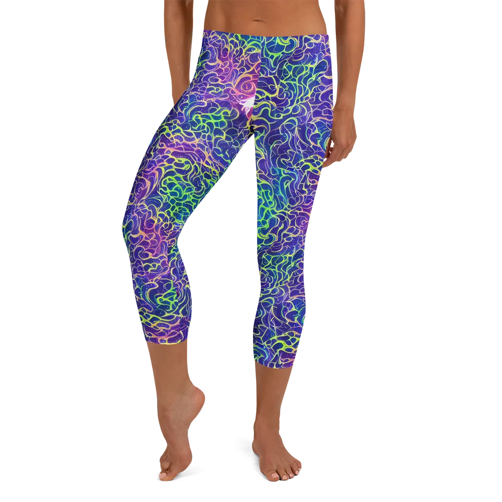 Prismatic Maze on Capri Leggings — Front