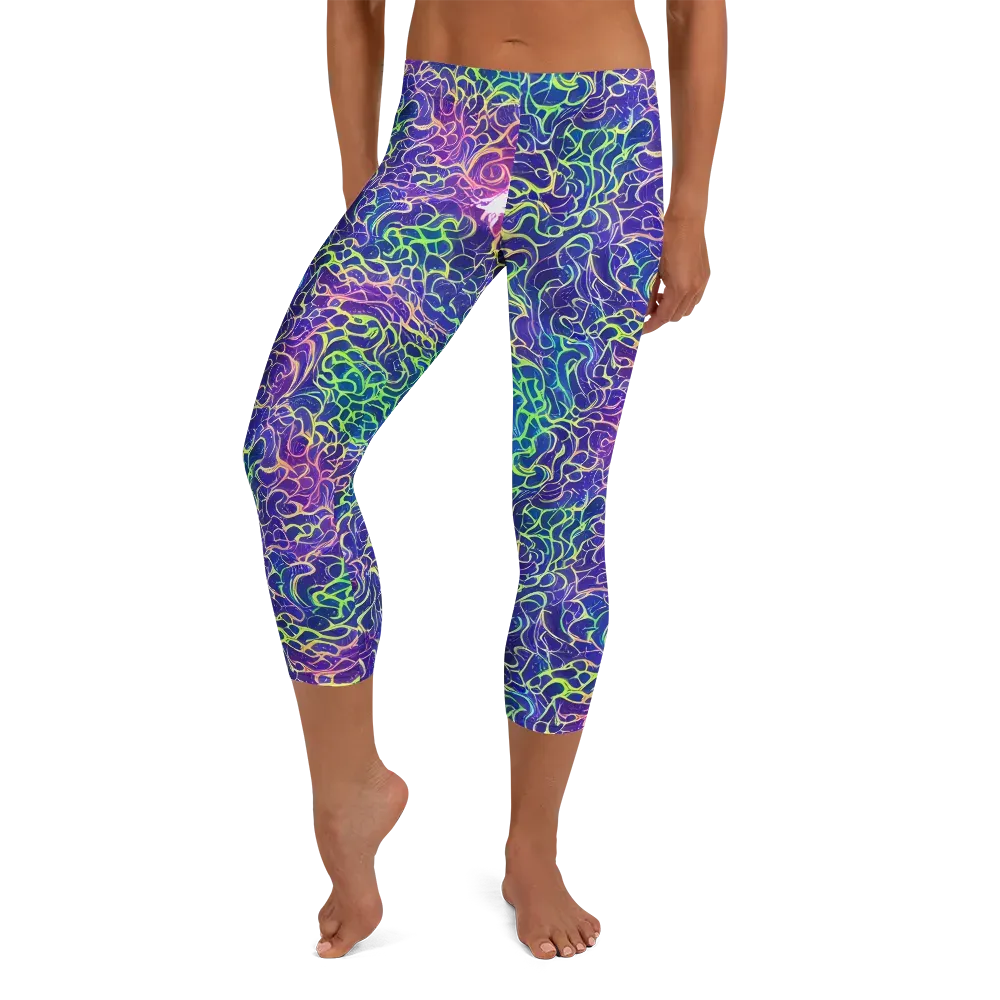 Prismatic Maze on Capri Leggings — Front