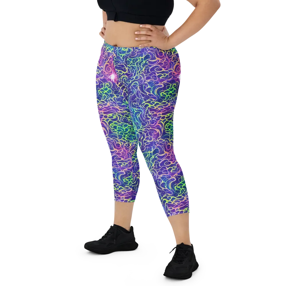 Prismatic Maze on Capri Leggings — Front