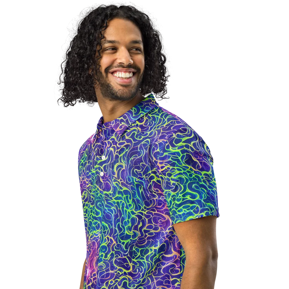 Prismatic Maze on Men's Slim Fit Polo Shirt — Left Front