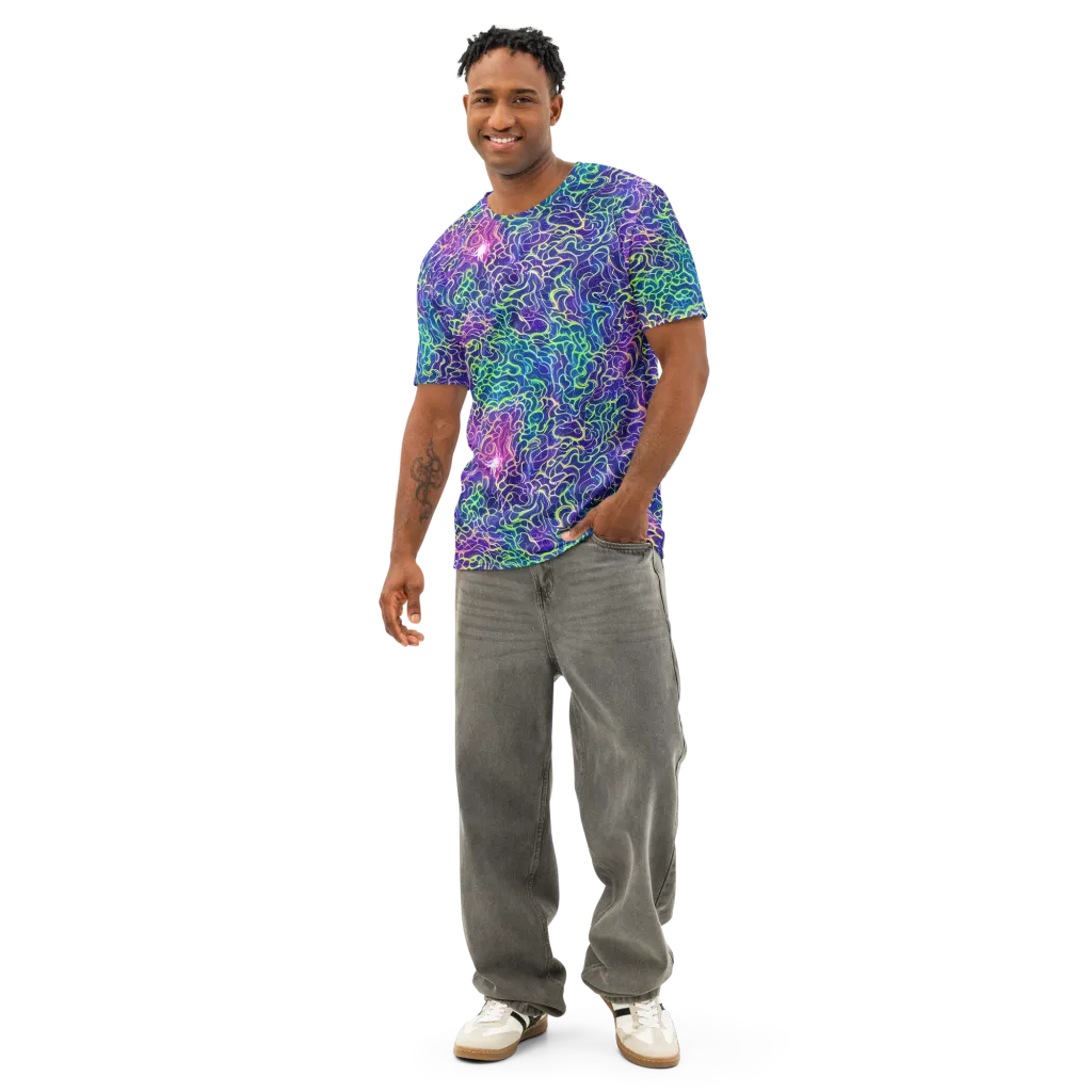 Prismatic Maze on Men's Cotton Crew Neck T-Shirt — Front