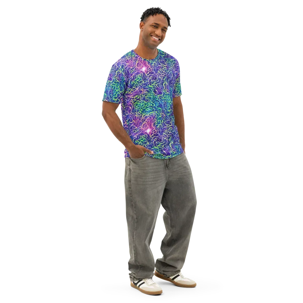 Prismatic Maze on Men's Cotton Crew Neck T-Shirt — Right Front