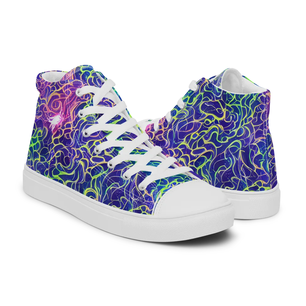 Prismatic Maze on Men's High Top Canvas Shoes — Right