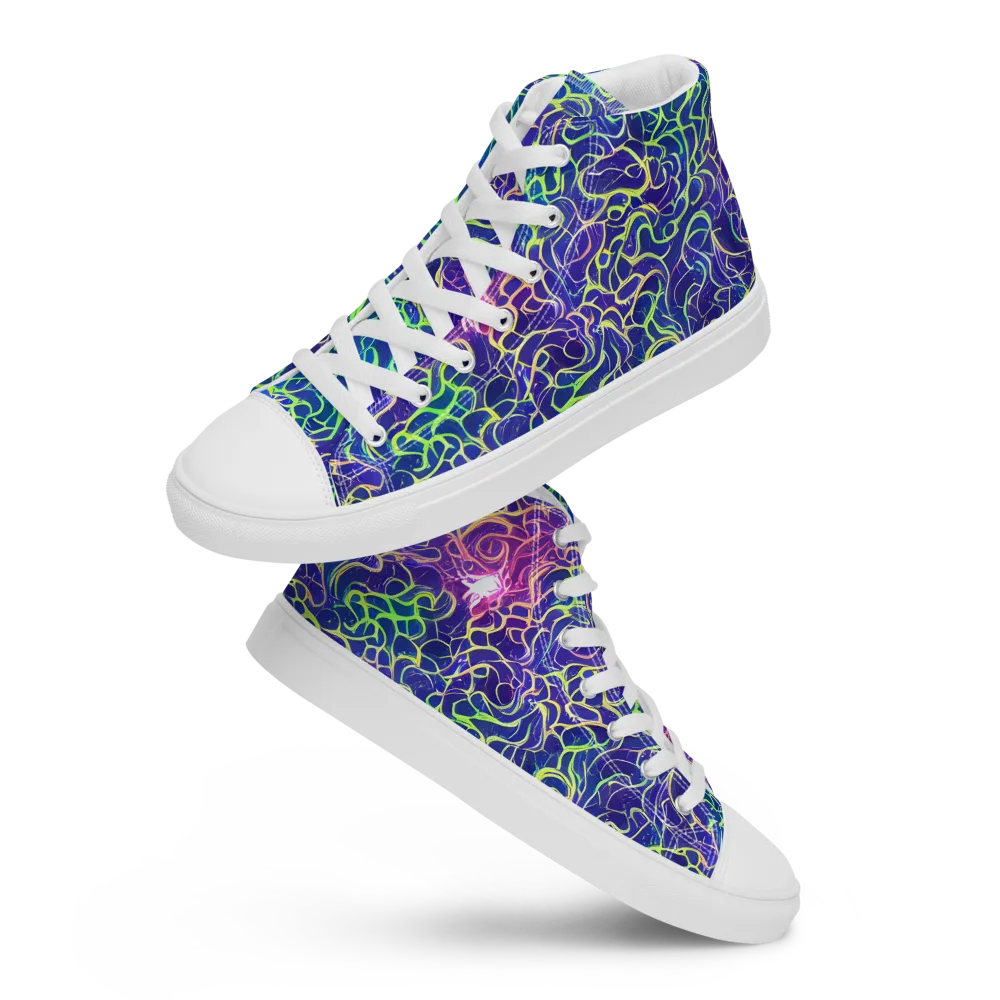 Prismatic Maze on Men's High Top Canvas Shoes — Front