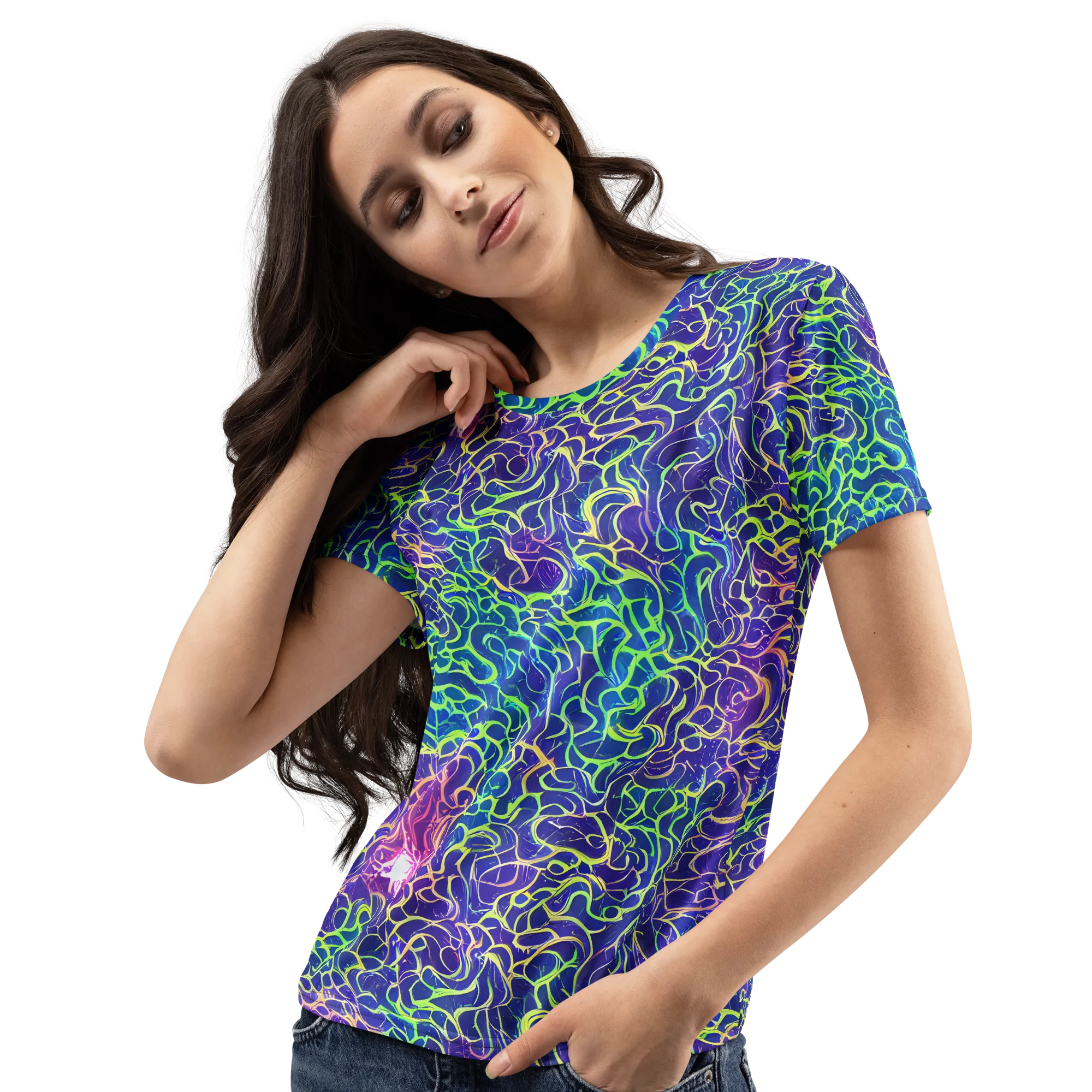 Prismatic Maze on Women's Crew Neck T-Shirt — Left Front