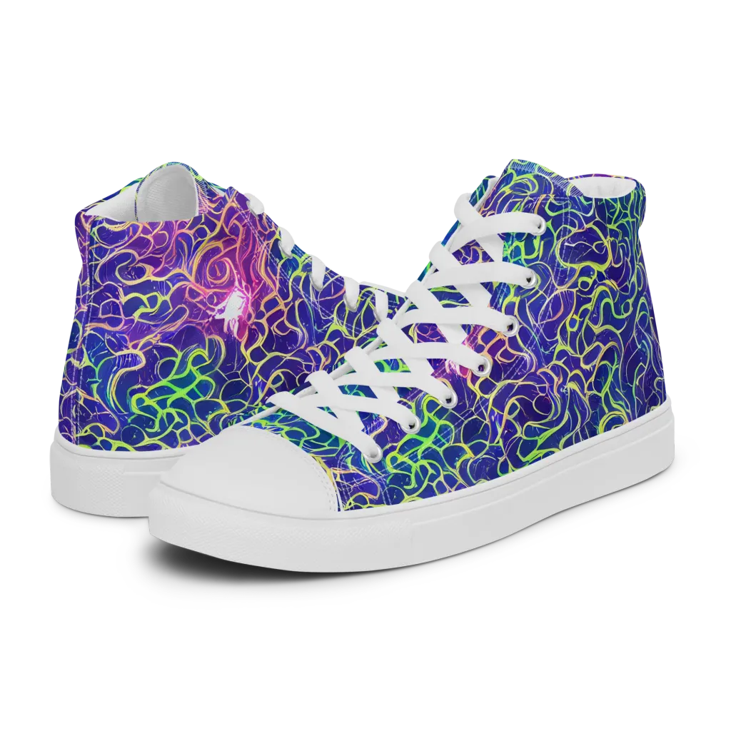 Prismatic Maze on Women's High Top Canvas Shoes — Left