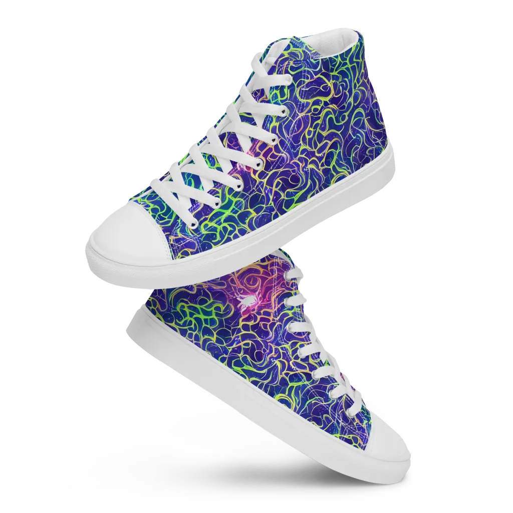 Prismatic Maze on Women's High Top Canvas Shoes — Front
