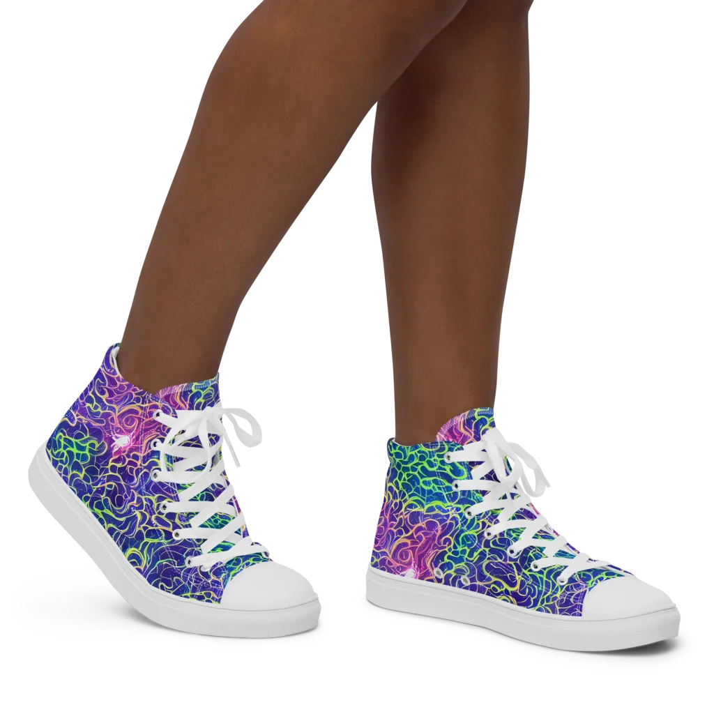 Prismatic Maze on Women's High Top Canvas Shoes — Right