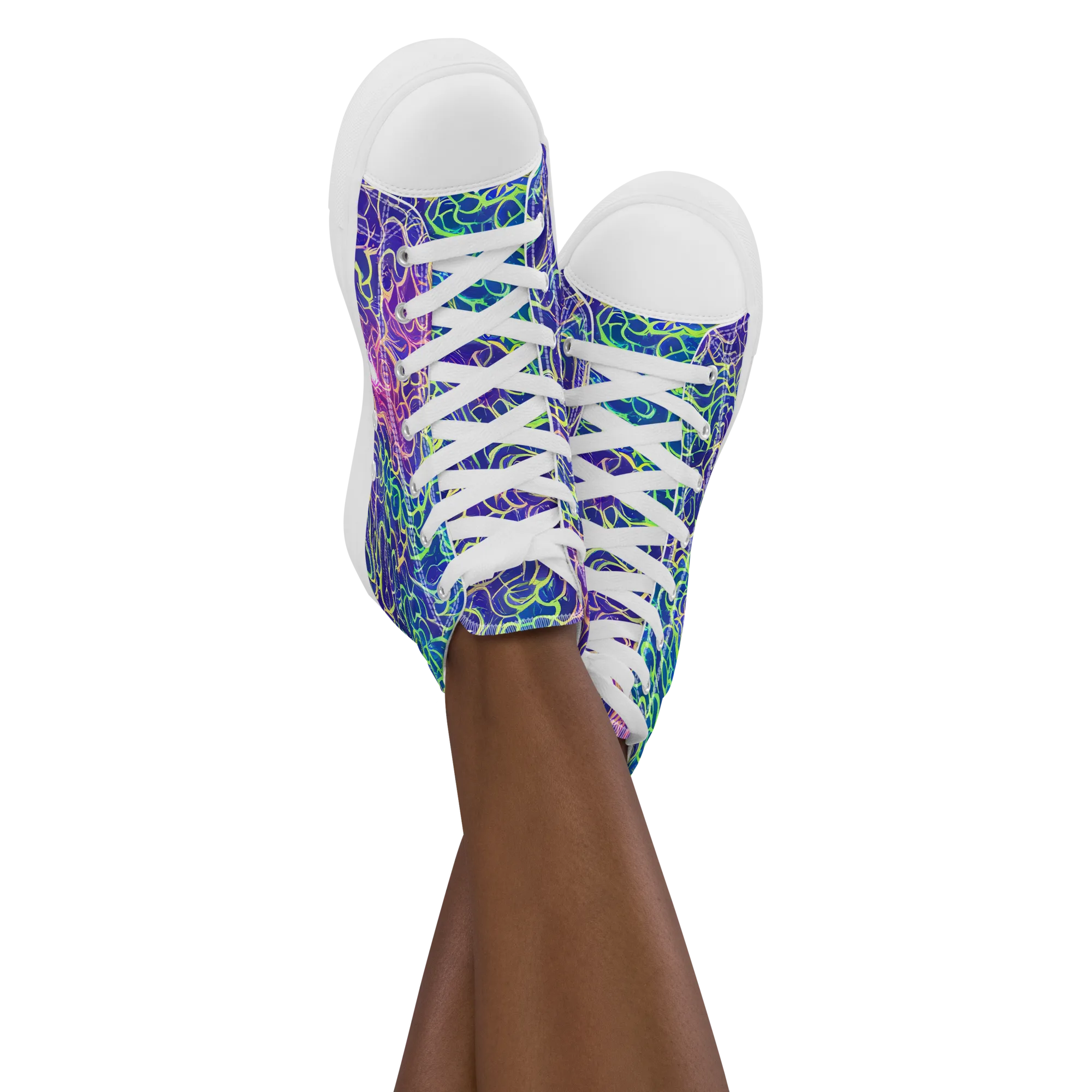 Prismatic Maze on Women's High Top Canvas Shoes — Front