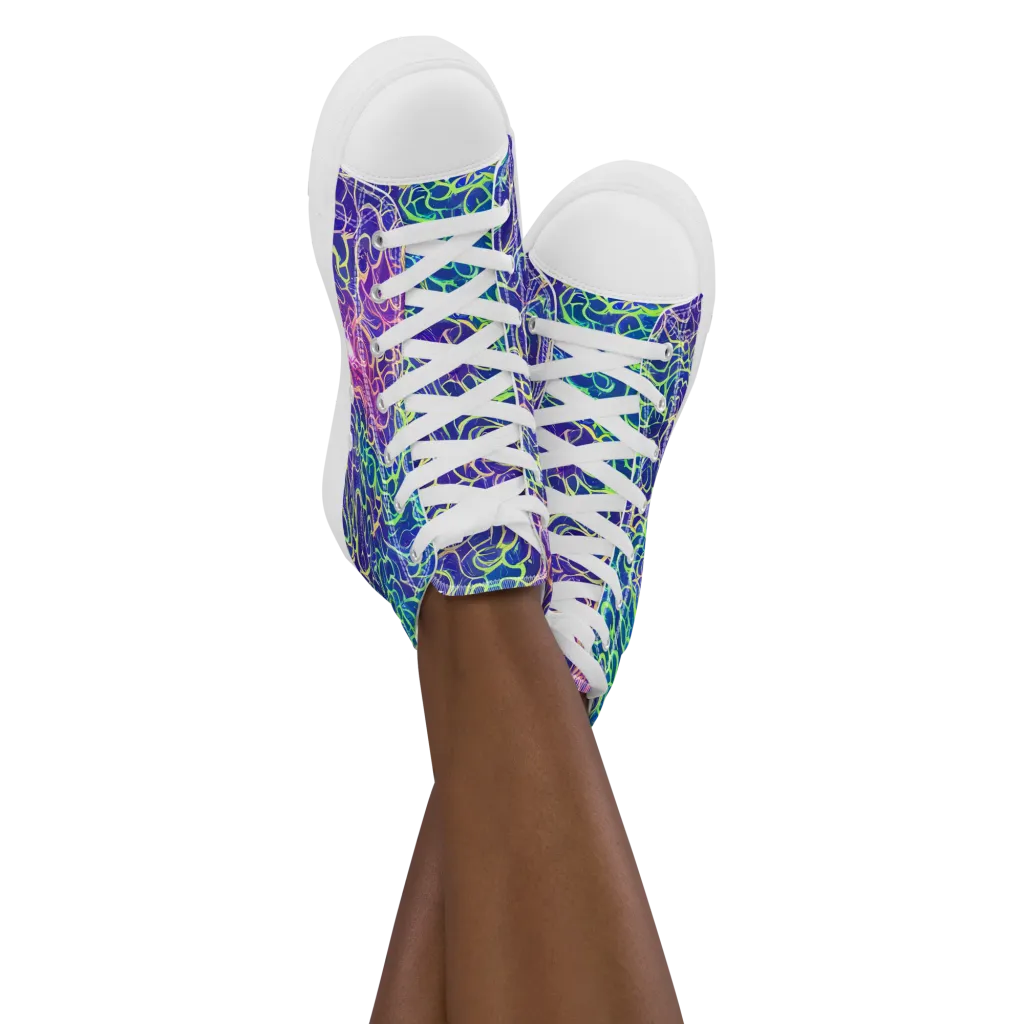 Prismatic Maze on Women's High Top Canvas Shoes — Front