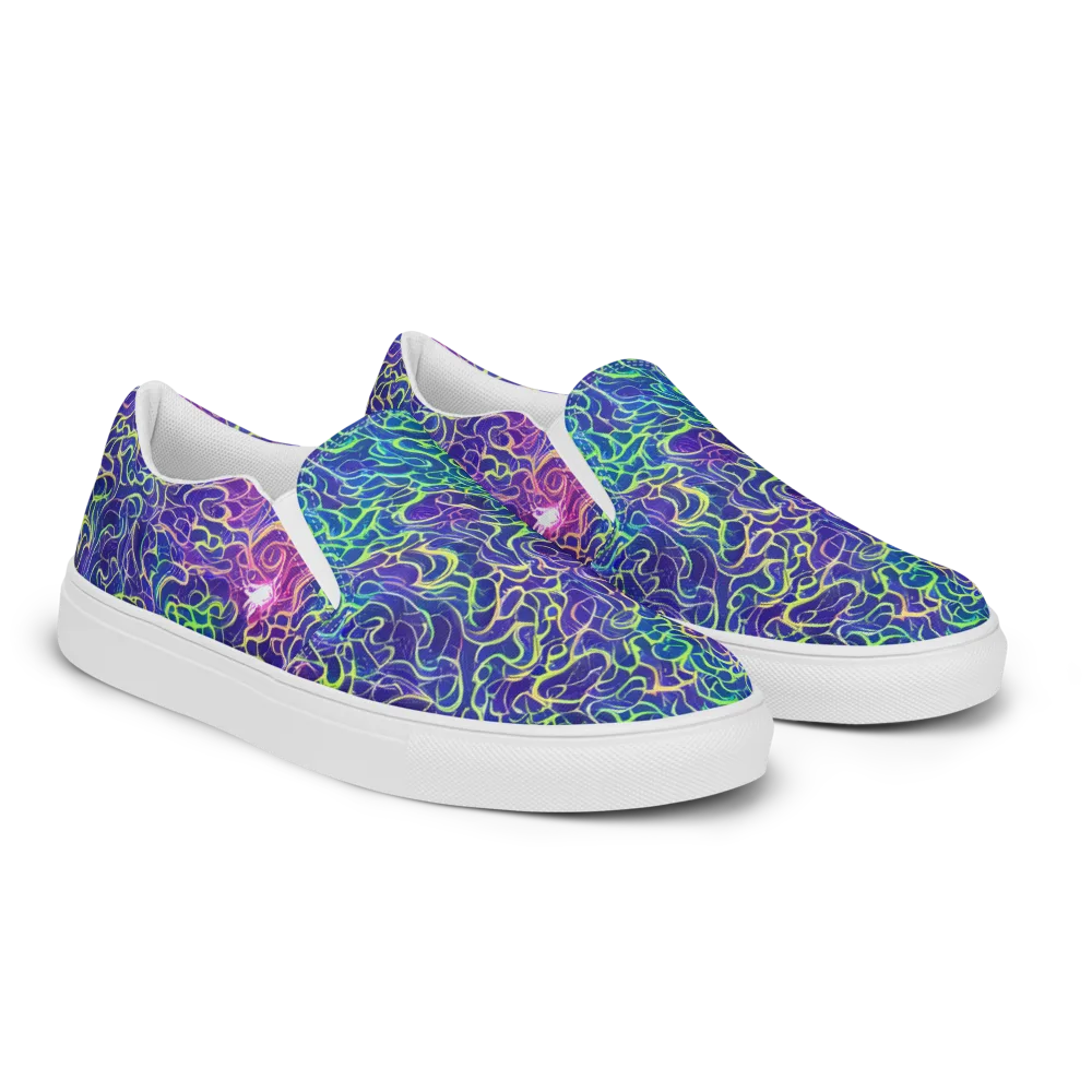 Prismatic Maze on Men's Slip-On Canvas Shoes — Right Front