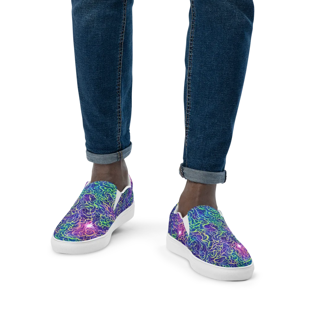 Prismatic Maze on Men's Slip-On Canvas Shoes — Front
