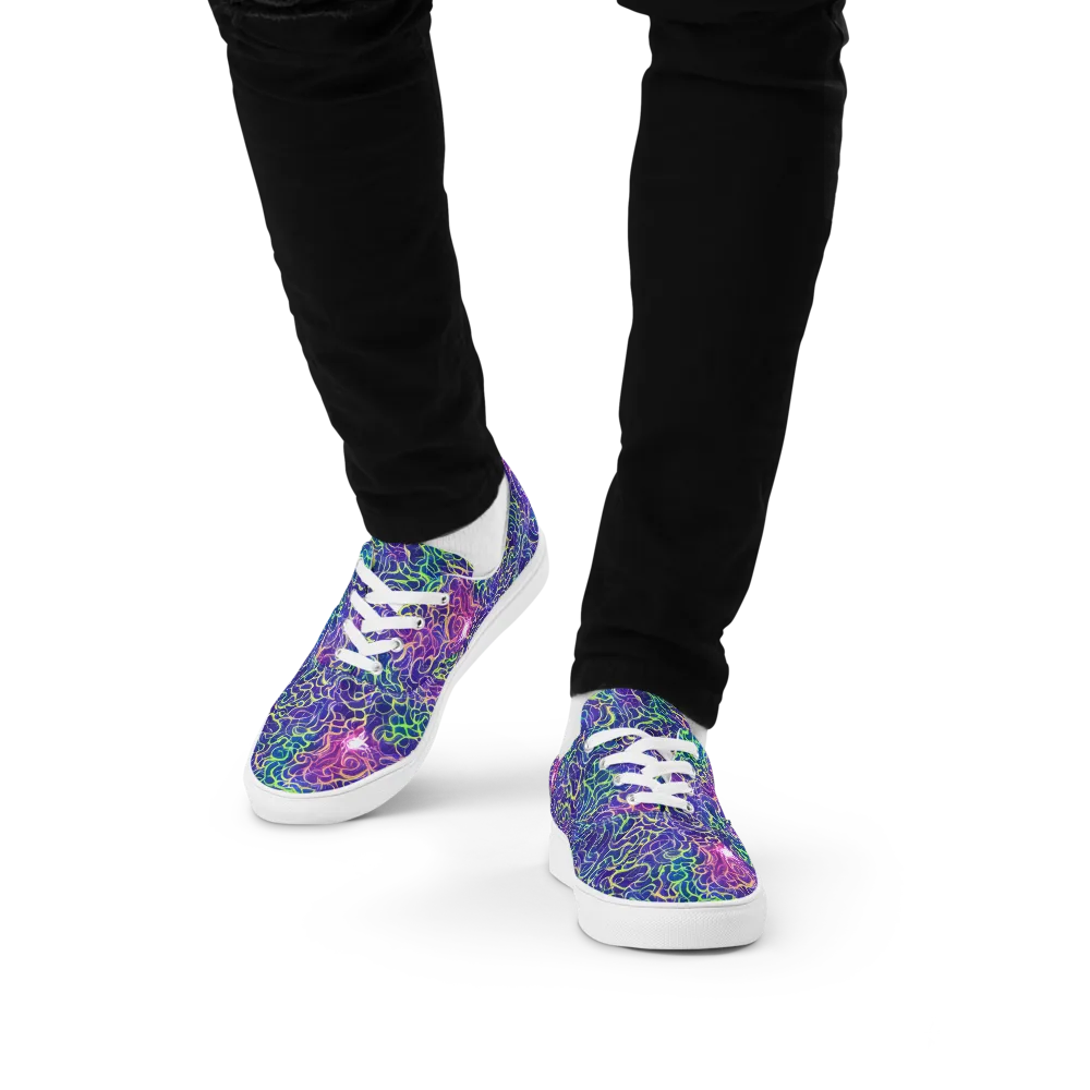 Prismatic Maze on Men's Lace-Up Canvas Shoes — Front