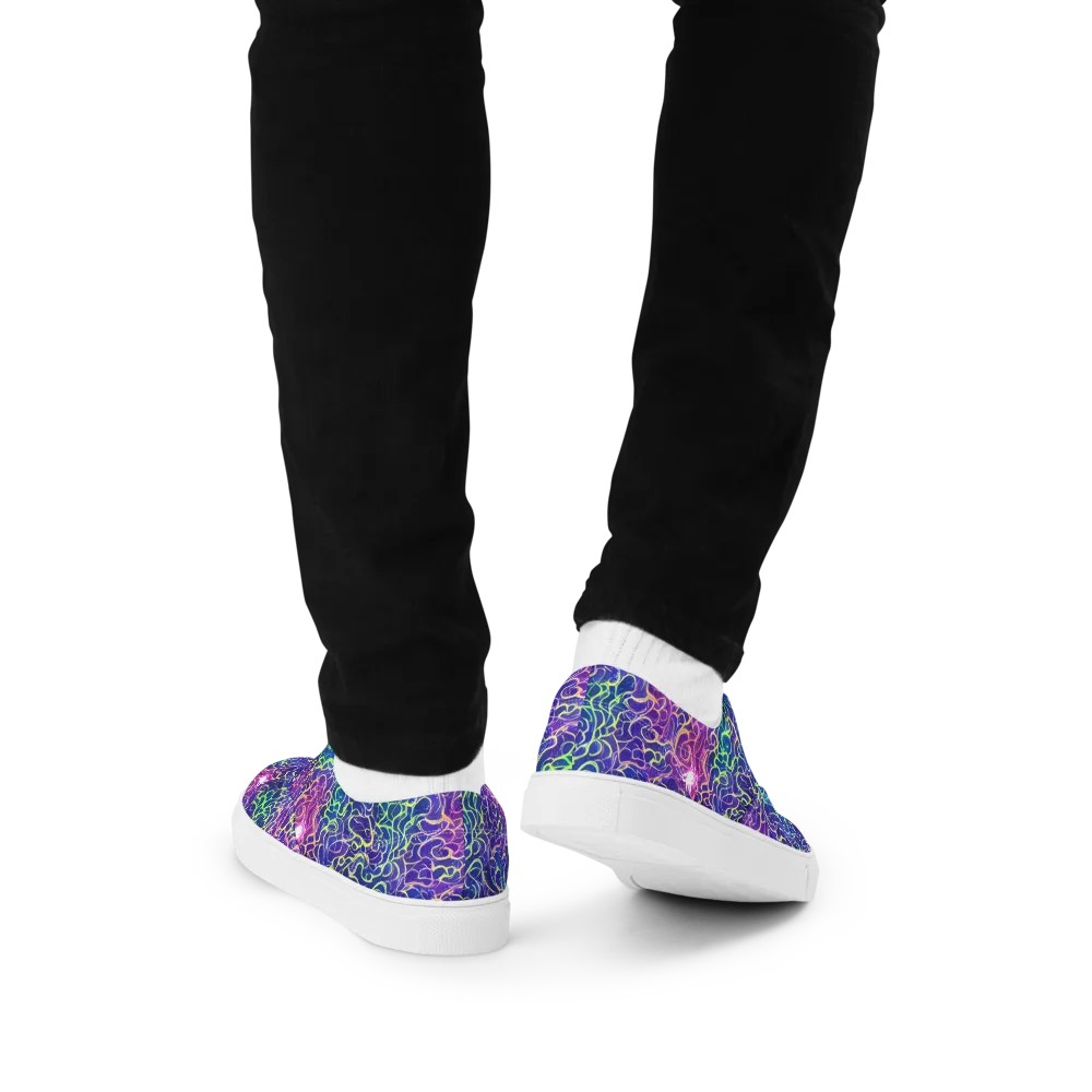 Prismatic Maze on Men's Lace-Up Canvas Shoes — Back