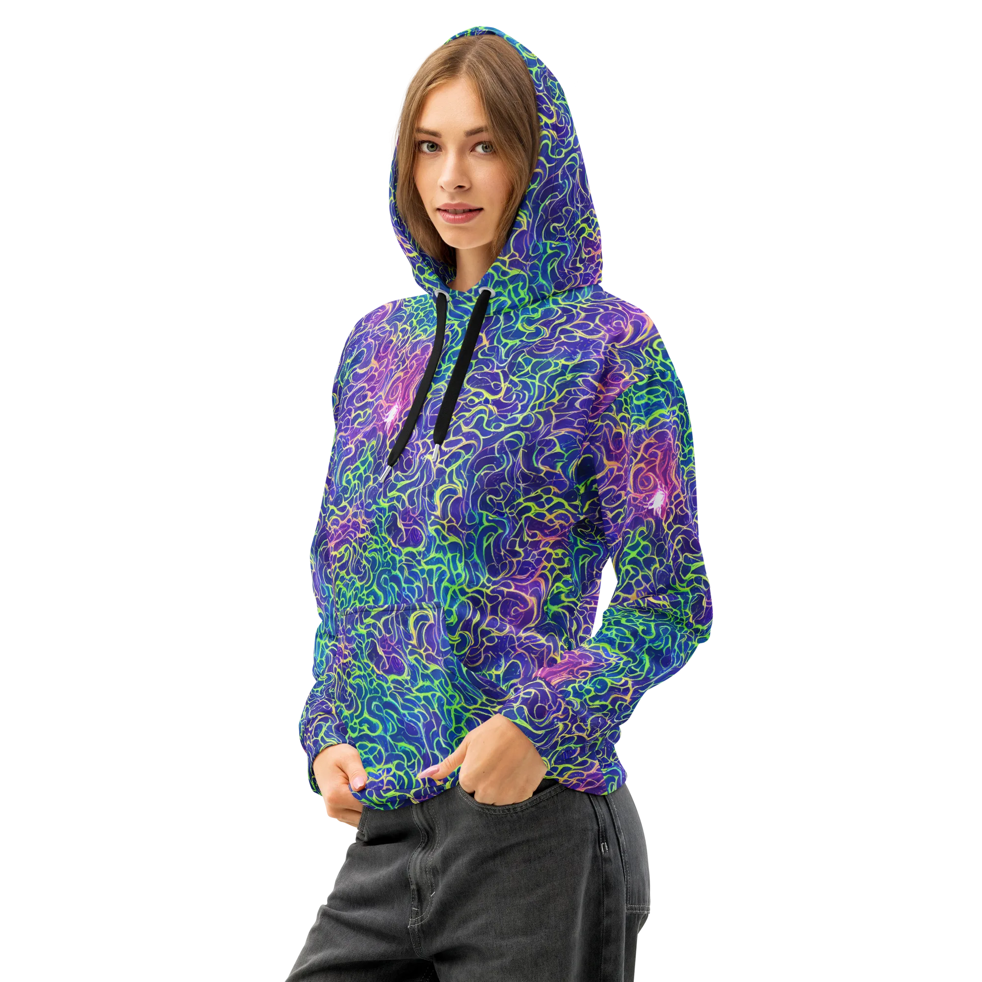 Prismatic Maze on Cotton Hoodie — Left Front