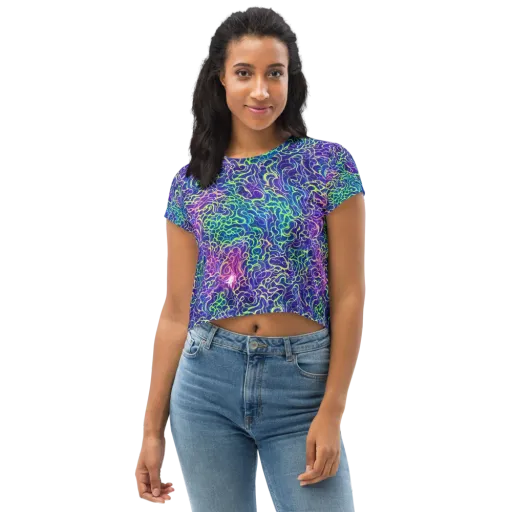 Prismatic Maze on a Crop Tee