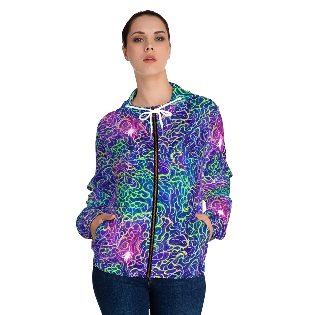 Prismatic Maze on Women's Full-Zip Hoodie — Front On Person