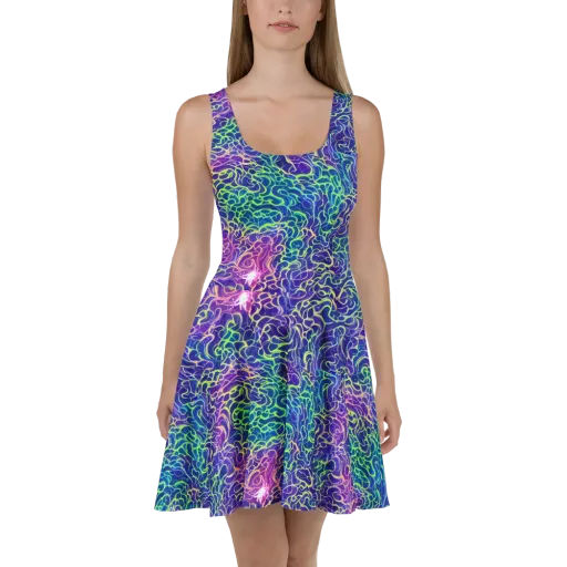 Prismatic Maze on a Skater Dress