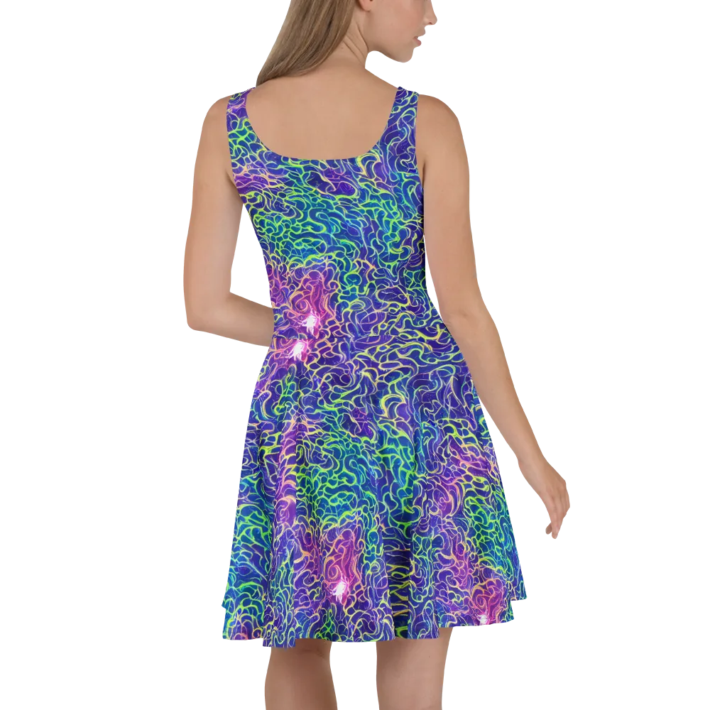 Prismatic Maze on Skater Dress — Back