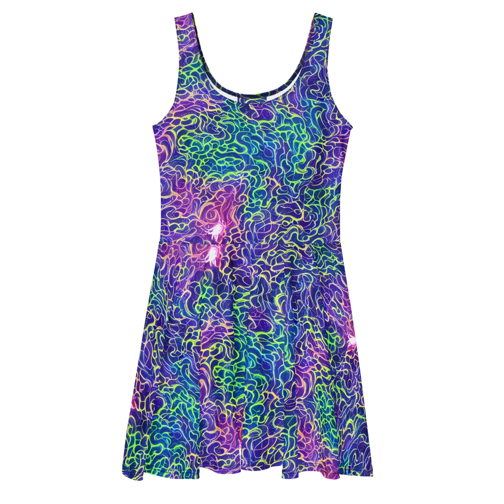 Prismatic Maze on Skater Dress — Front