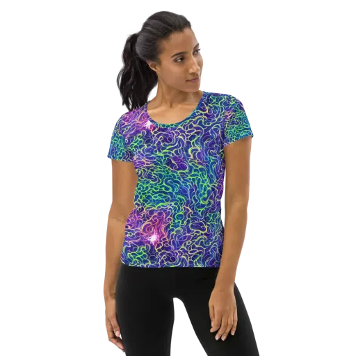 Prismatic Maze on a Women's Athletic T-Shirt