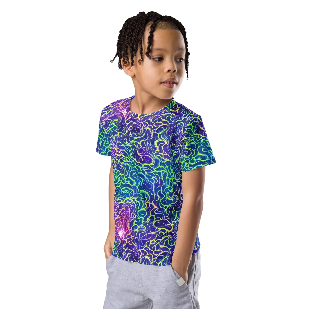 Prismatic Maze on Kids Crew Neck T-Shirt — Left Front