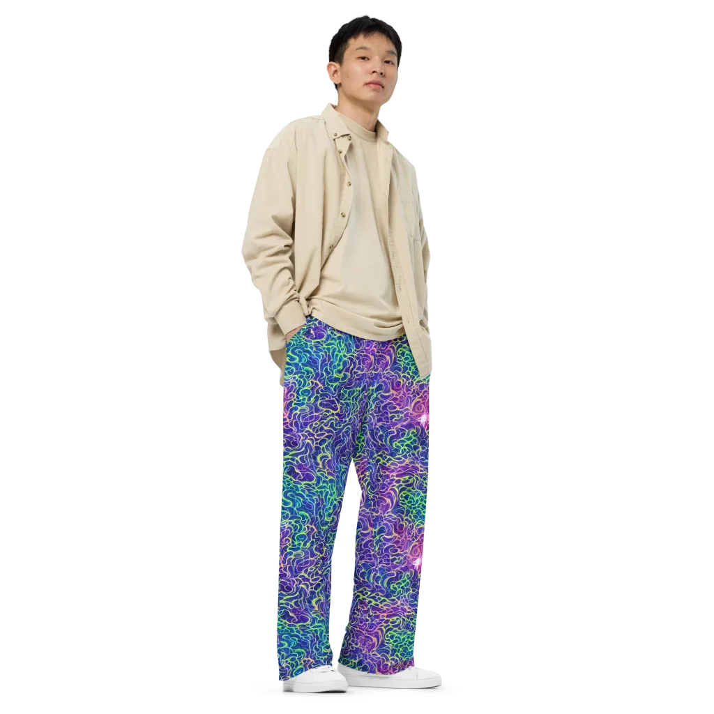 Prismatic Maze on Wide-Leg Pants — Right Front