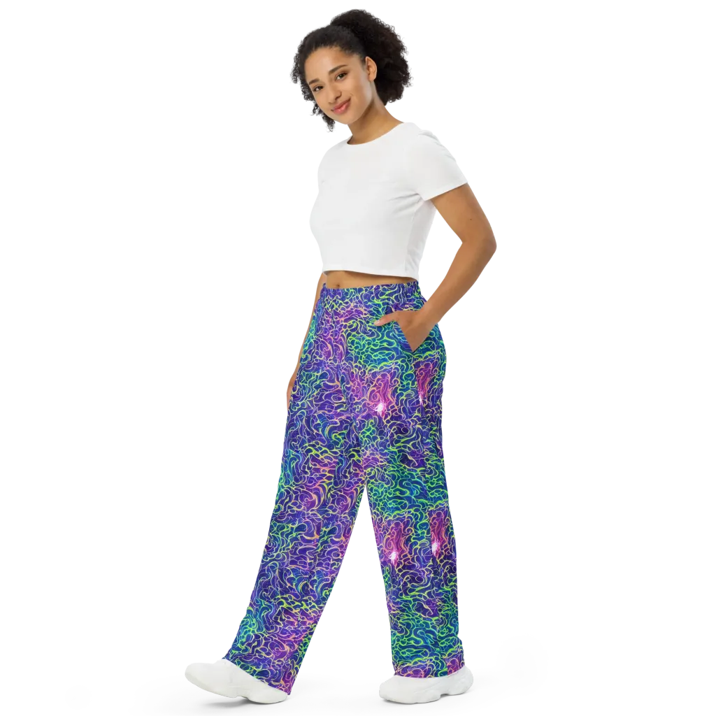 Prismatic Maze on Wide-Leg Pants — Left Front