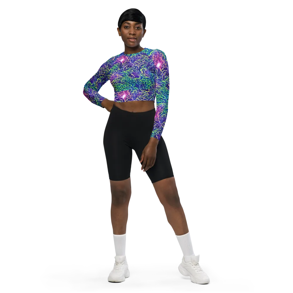 Prismatic Maze on Long Sleeve Crop Top — Front