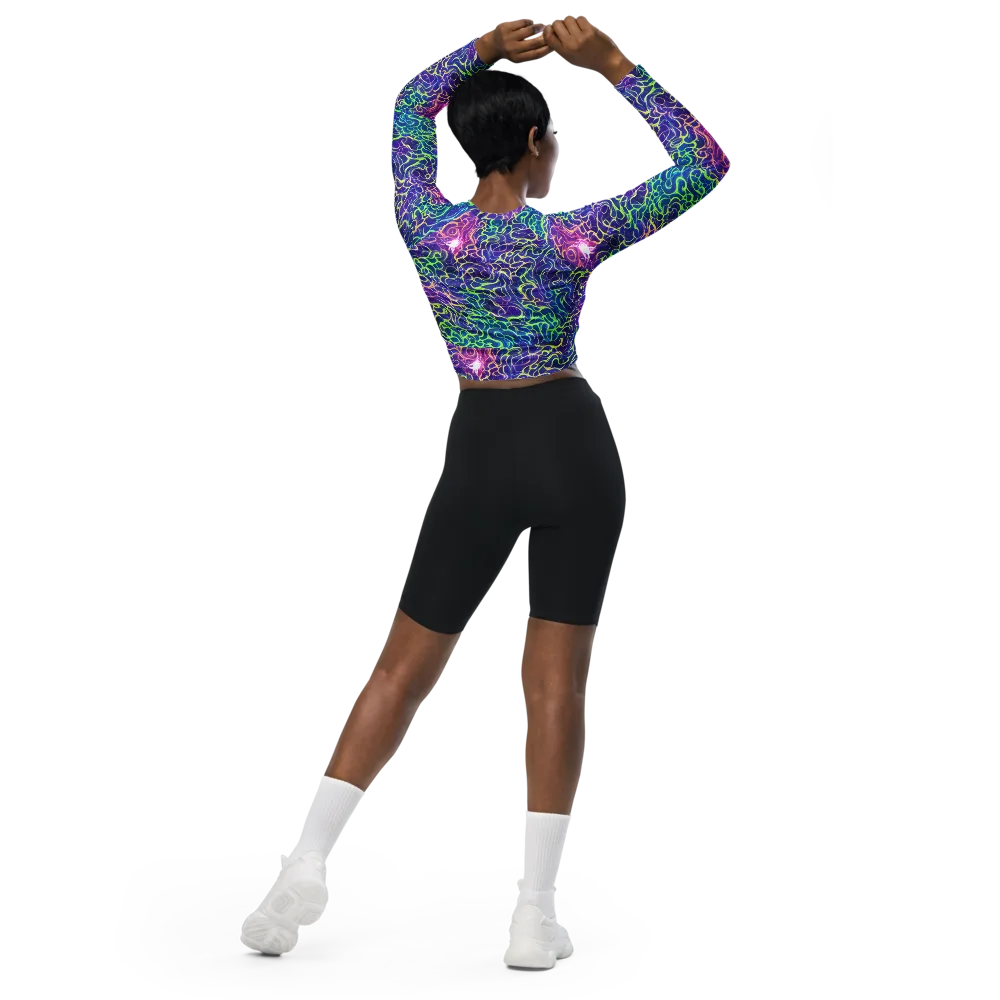 Prismatic Maze on Long Sleeve Crop Top — Back