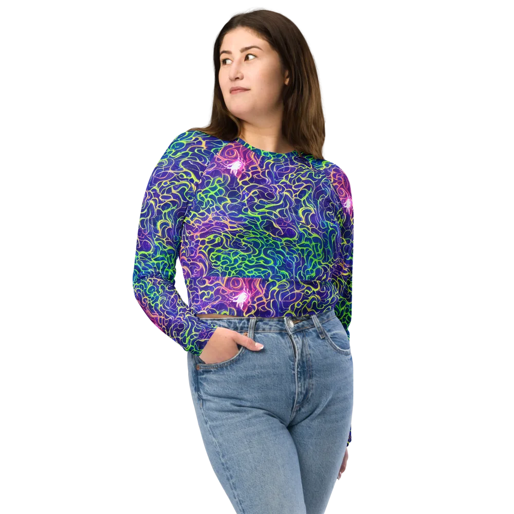 Prismatic Maze on Long Sleeve Crop Top — Front