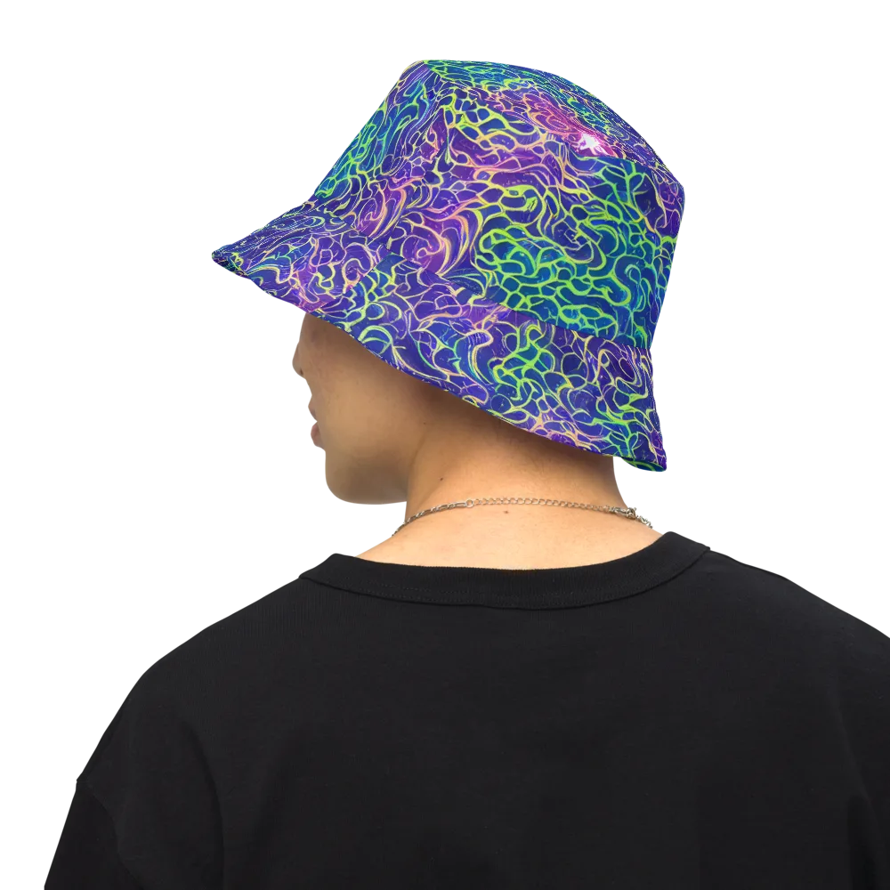 Prismatic Maze on Reversible Bucket Hat — Back Inside